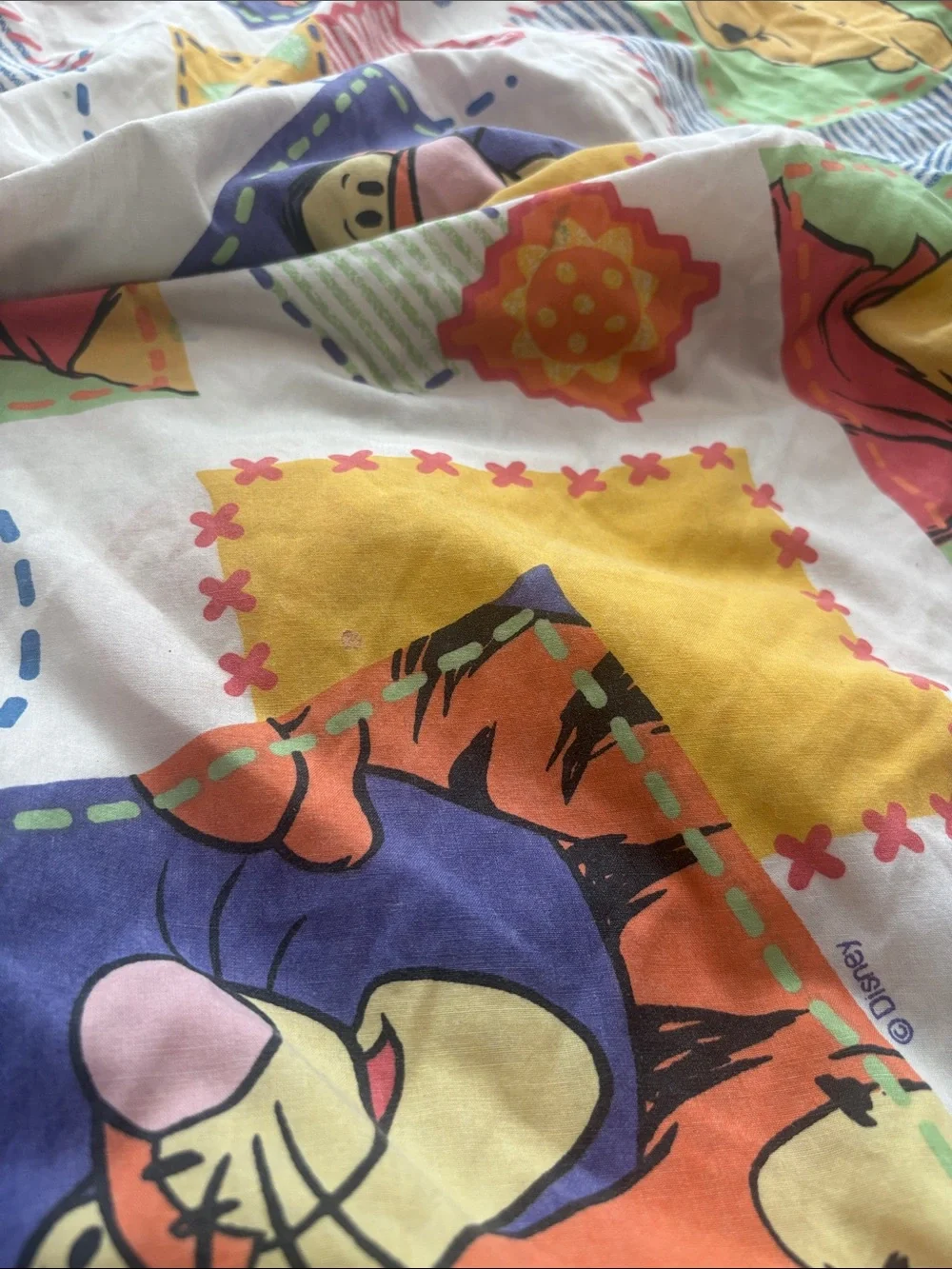 Vintage Disney Winnie the Pooh and Tigger Cotton Twin Fitted Bed Sheet